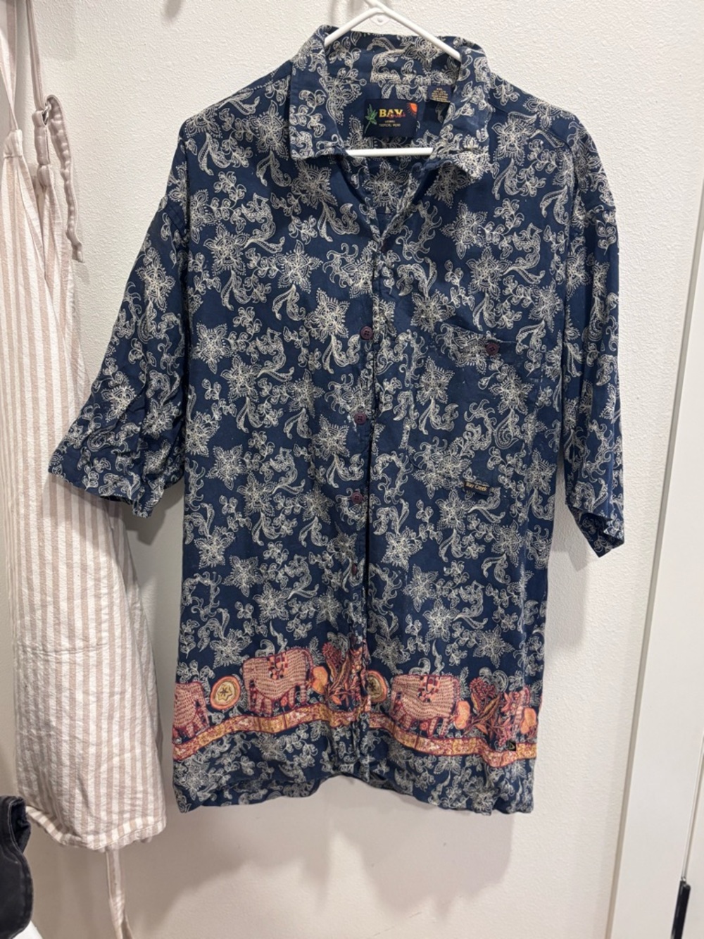 Bay creek Navy Floral & Elephant Border Button-Up Shirt
